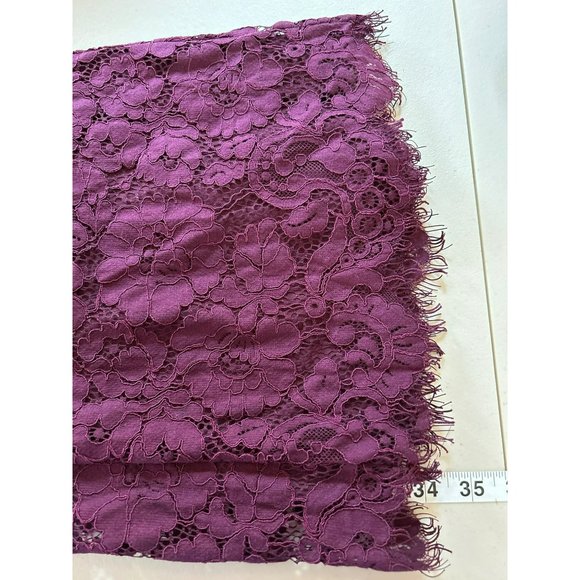 Ann Taylor Women's Purple Lace 3/4 Length Sleeve Dress Size 6 Petite Frayed Hem - Picture 10 of 10